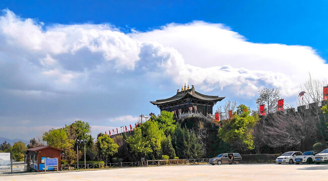 Historic Chinese Pagoda Temple on Cliff, Dali Yunnan