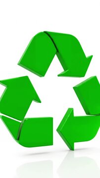 Green Screen recycle logo rotating animation on white background and scene 2 with distortion, overlay, glitch, static noise, scan lines black background, 4k animated video loop