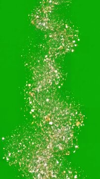 Exploding Glitter Burst with celebration sparkles green screen alpha channel distortion, overlay, glitch, static noise, scan lines on black background, 4k animated video loop