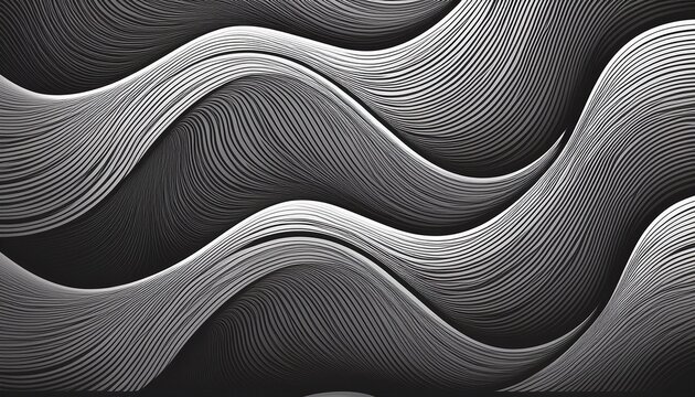 abstract wavy lines background black and white b w ai generated