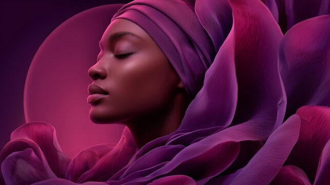mythic portrait of powerful woman surrounded by sculptural forms divine feminine