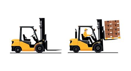 An illustration of a forklift operator loading a pallet of boxes in a warehouse setting © UIC STUDIO