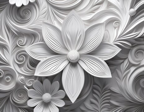 white 3d floral pattern