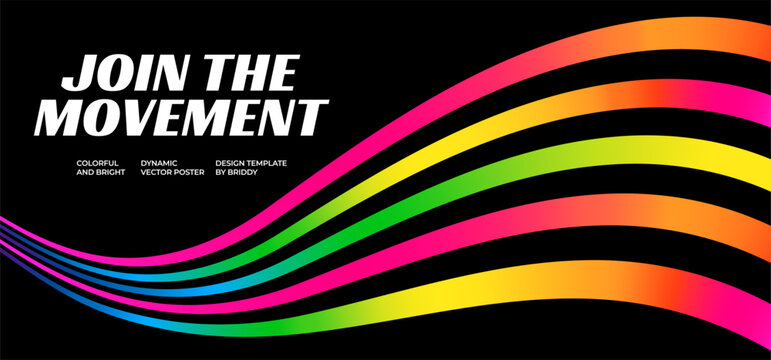 Color Lines Wave Background. Abstract Rainbow Gradient Curve Lines with Dynamic Perspective. Flowing Vector Stripe Graphic. Rainbow Colored Ribbons with Gradations.