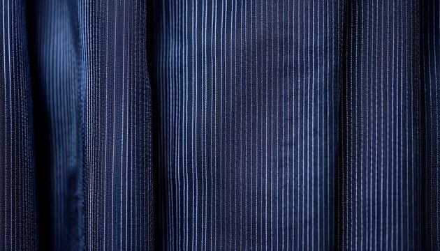 a timeless pinstripe fabric texture background in dark navy with thin white stripes the sleek formal design is ideal for business suits professional attire and classic interior textiles