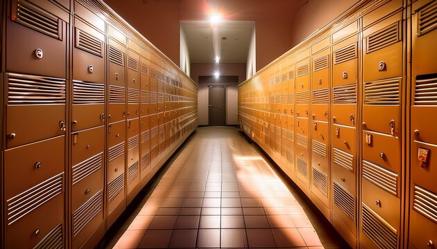 locker mailboxes in a postal room illuminated by warm lighting designed for efficient mail sorting and delivery world postal day