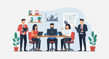 Group of People Working Together in Office.