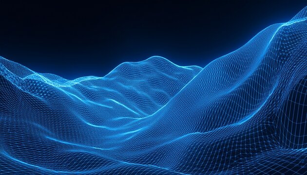 jitter noise ripple vibration waveform abstract blue 3d mesh or wireframe 3d rendering