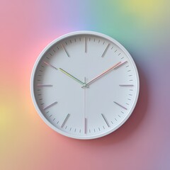Modern Minimalist Clock on Colorful Background with Soft Hues