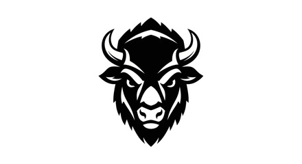 Bison head illustration on white background