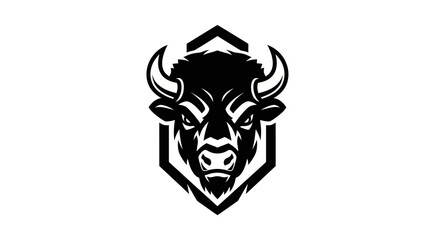 Bison head logo in geometric frame © KingShawn