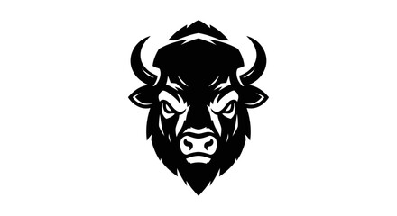 Fototapeta premium Bison head silhouette on white background
