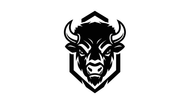 Bison head logo in geometric frame