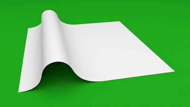 Classic Single Page Turn with animation of turning paper pages green screen for video transitions distortion, overlay, glitch, static noise, scan lines on black background, 4k animated loop