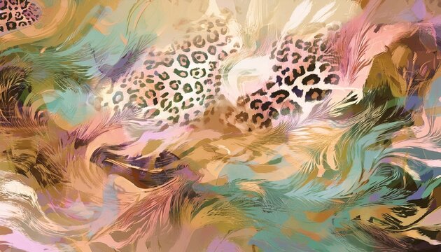 high quality abstract image of animal print stains painterly brush strokes gouache and watercolors stains beautiful shapes and composition pastel color palette textile