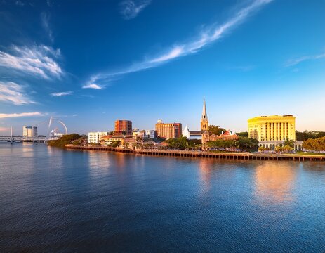charleston south carolina usa skyline over the ashley river