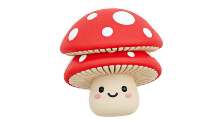 Cute Stacked Red and White Spotted Mushroom Character