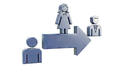 Gender Icons and Arrow Illustrating Career Progression or Movement