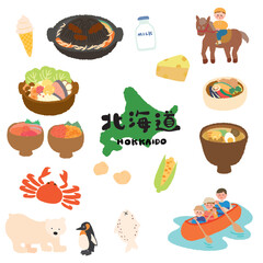 Hokkaido Prefecture Tourism Illustration