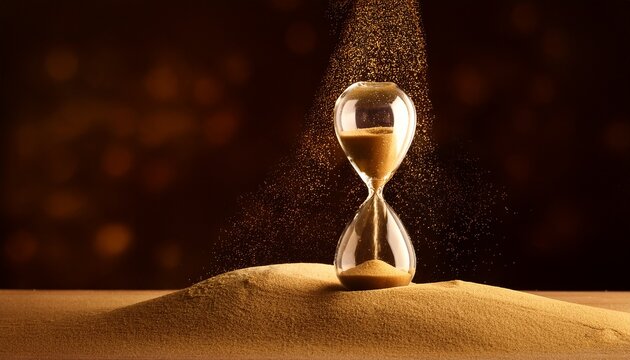 golden hourglass with falling sand