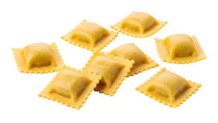 Fresh Uncooked Italian Ravioli Pasta Isolated On White
