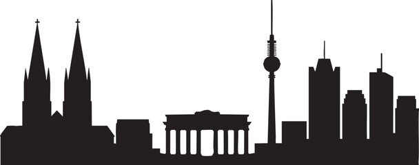 Berlin skyline silhouette with Brandenburg Gate, Reichstag, and TV Tower
