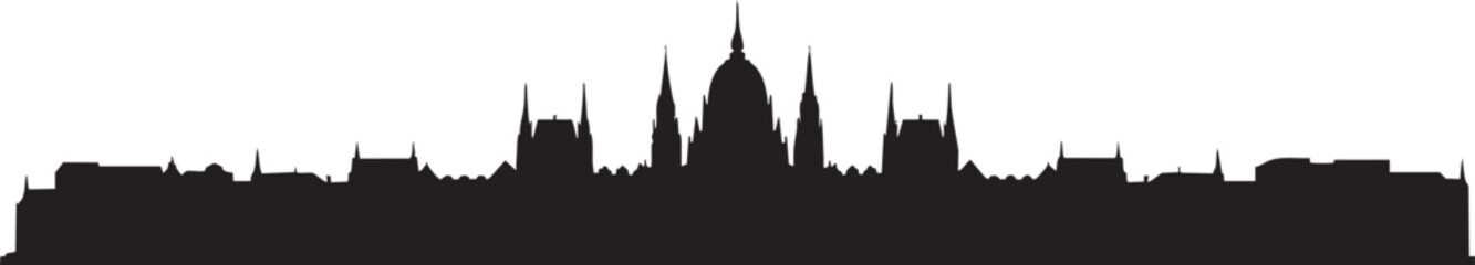 Ornate building skyline silhouette vector graphic © Yasin