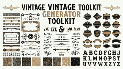 Obraz premium Vintage Toolkit Generator with Decorative Elements and Typography.