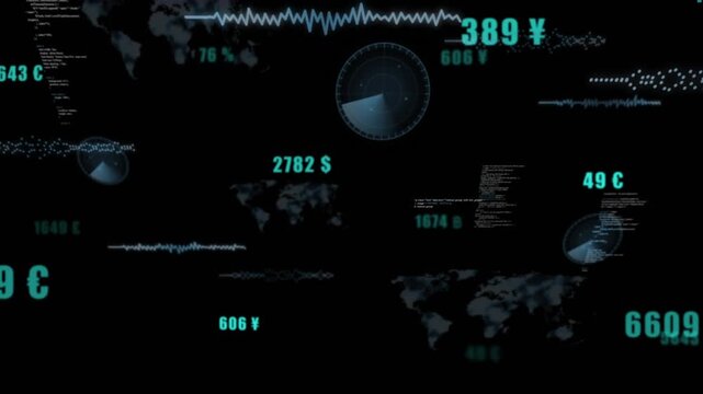 Opening starting, radar HUD circles spinning, teal money values pulsing, evoking spy thriller title