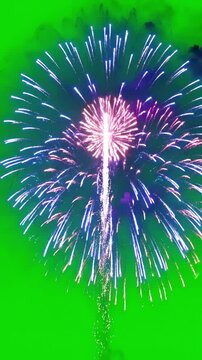 Isolated Firework Elements with beautiful colorful fireworks on a green screen distortion, overlay, glitch, static noise, scan lines black background, 4k animated video loop