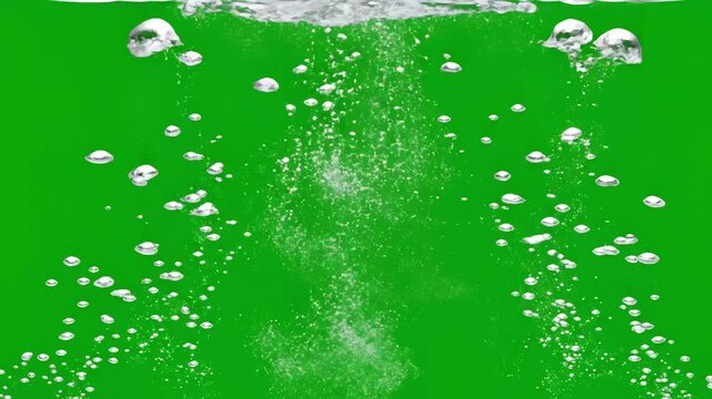 Seamless Underwater Bubble Stream with rising white water bubbles green screen background distortion, overlay, glitch, static noise, scan lines on black background, 4k animated video loop