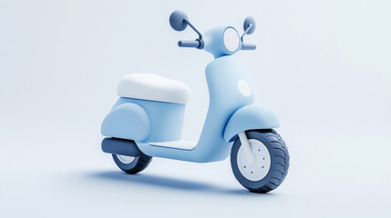 Light blue cartoon style electric scooter 3D render model