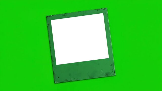 Retro Analog Overlay with the vintage green frame of an old white instant photo over a bad tv vhs texture background scanlines distortion, screen overlay, glitch, static noise, scan lines on black