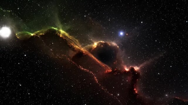 Colorful Nebula and Distant Stars in Outer Space, Detailed Galaxy Cloudscape Background for Astronomy and Science Fiction Theme