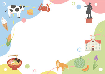 北海道にまつわるかわいいイラストセット　フレーム