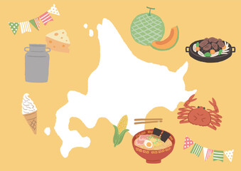 北海道フェア　ポスター　グルメイラスト