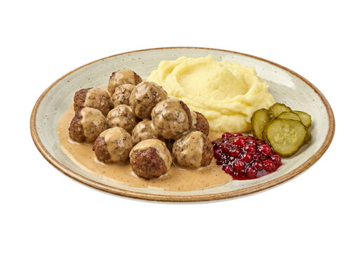Classic Swedish Meatballs with Creamy Sauce and Sides
