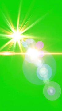 Dynamic Light Effects with lens flares on a green screen graphic resource for chroma keying overlay distortion, overlay, glitch, static noise, scan lines black background, 4k animated video loop