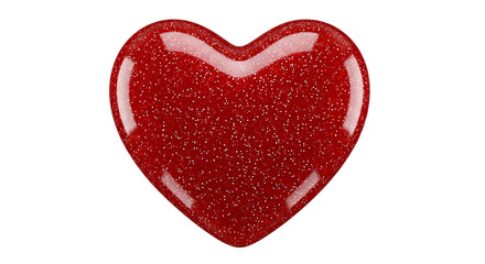 Glossy red sparkling heart shine effect transparent isolated on a transparent background glittery heart