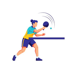 Woman playing table tennis, dynamic action shot, sport illustration, ping pong game