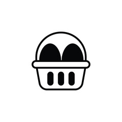 Basket with eggs icon, symbolizing Easter, food, shopping, and natural products