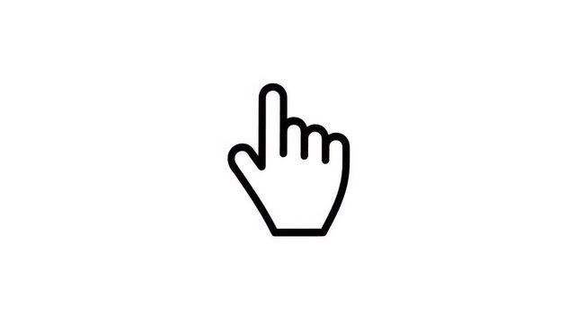 Hand icon pointing upwards in minimalist style with black outline on white background for user interface design