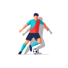 Soccer Player Dribbling Ball, Dynamic Action, Sports Illustration