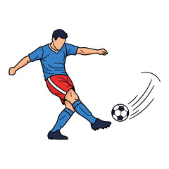 Naklejka premium Soccer Player Kicking Ball in Action