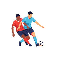 Fototapeta premium Soccer Players Competing for Ball - Dynamic Action Illustration
