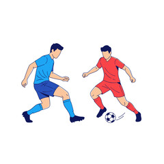 Fototapeta premium Soccer players competing, dynamic action illustration, flat design
