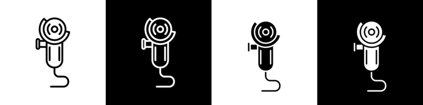  Angle grinder black and white icon design concept