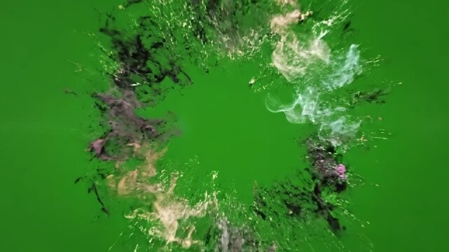 Green Screen modern flat short animations set effects elements chroma key for editors scene 2 with distortion, overlay, glitch, static noise, scan lines on black background, 4k animated video loop