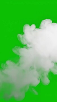 Green Screen moving white smoke or fog effect on background atmospheric in slow motion seamless looping for visual effects 4k video footage scene 1 with distortion, overlay, glitch, static noise, scan