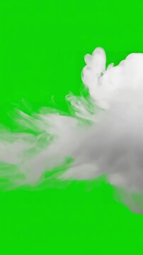 Green Screen moving white smoke or fog effect on background atmospheric in slow motion seamless looping for visual effects 4k video footage scene 2 with distortion, overlay, glitch, static noise, scan